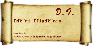 Déri Ifigénia névjegykártya
